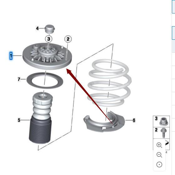 Верхняя опора переднего амортизатора BMW X3 F25 с упорным подшипником 31306852167