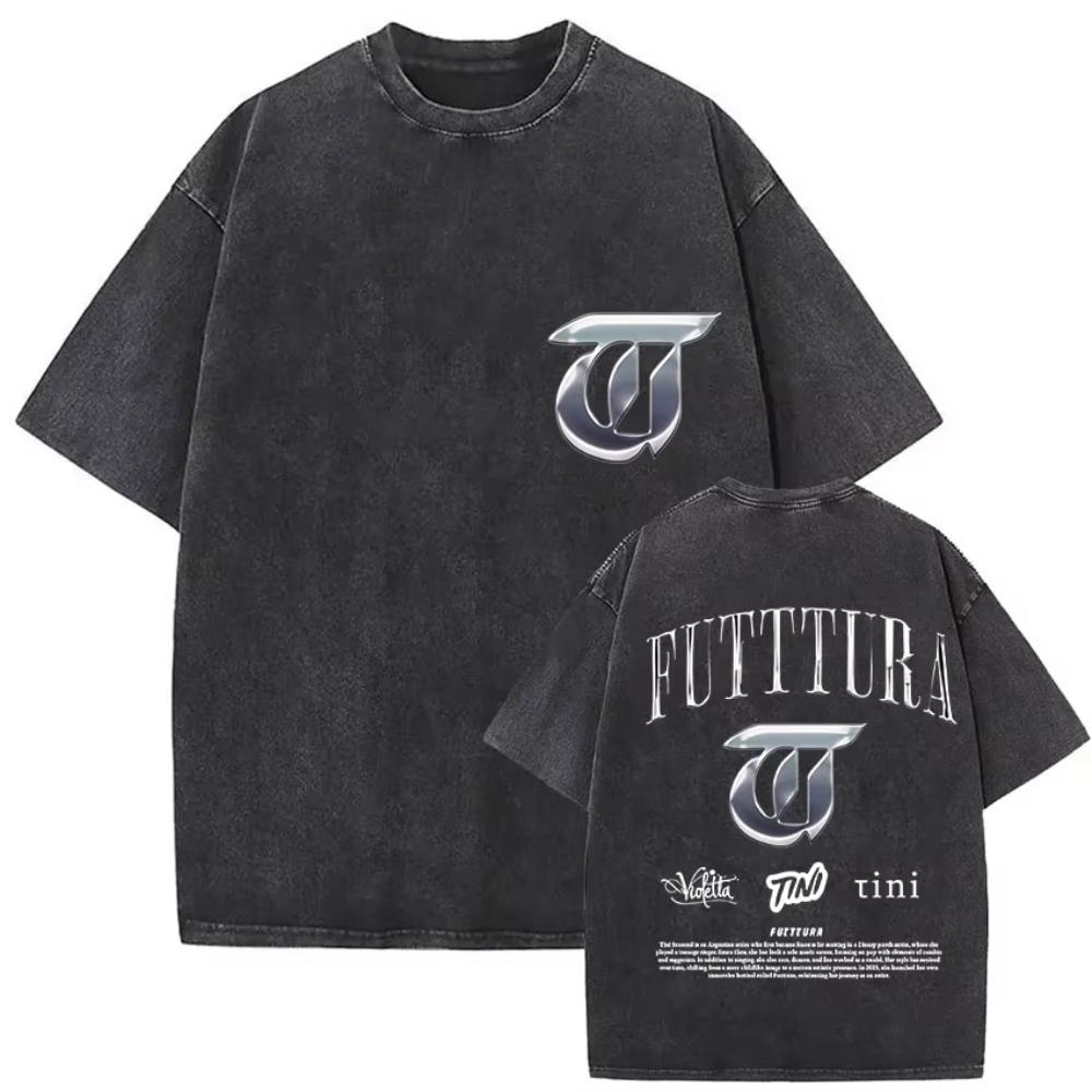 Retro Washed Tini Stoessel Futtura Album  Graphic T Shirts Men Women Hip Hop Gothic Fashion Short Sleeve Tshirts Streetwear