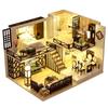 Moin Moin Dollhouse Miniature Handmade Kit Set DIY  Two-story Model Room Style Modern Medium 124  LED Light + Acrylic Case Gentile