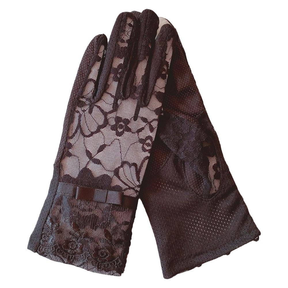 Full-finger Design Women Sun Protection Gloves Anti-skid Ice Silk Lace Gloves Outdoor Activities