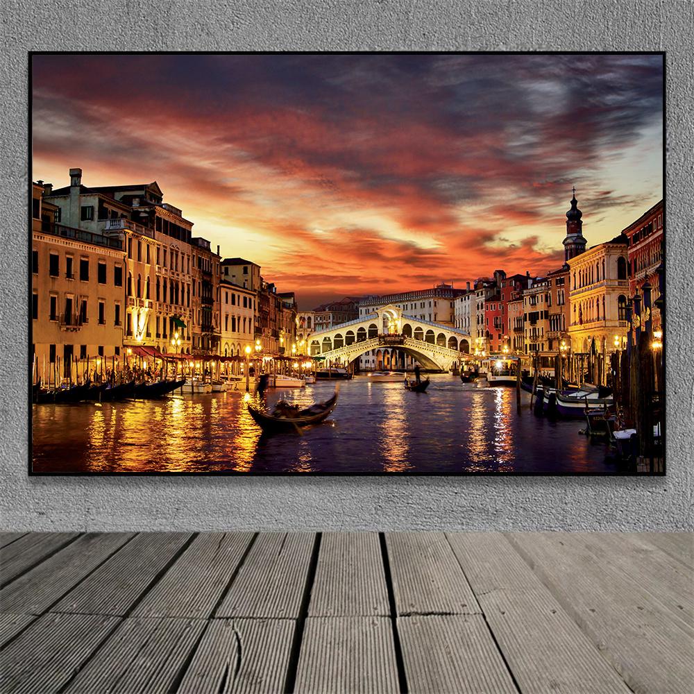 Знаменитая Венеция, Италия, холст, картина, настенное искусство, закат, природные пейзажи, фотографии, постеры и принты, настенное искусство, украшение для гостиной