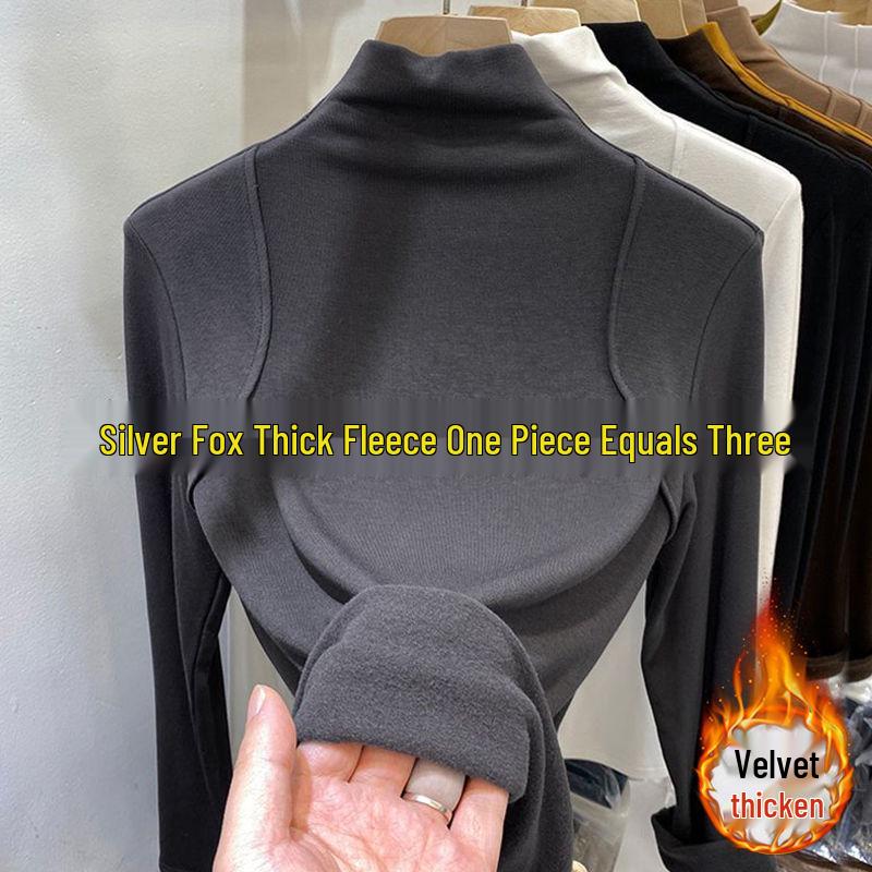 Женская приталенная рубашка с длинным рукавом и воротником-стойкой в европейском стиле, с подкладкой из матового немецкого вельвета для осени и зимы