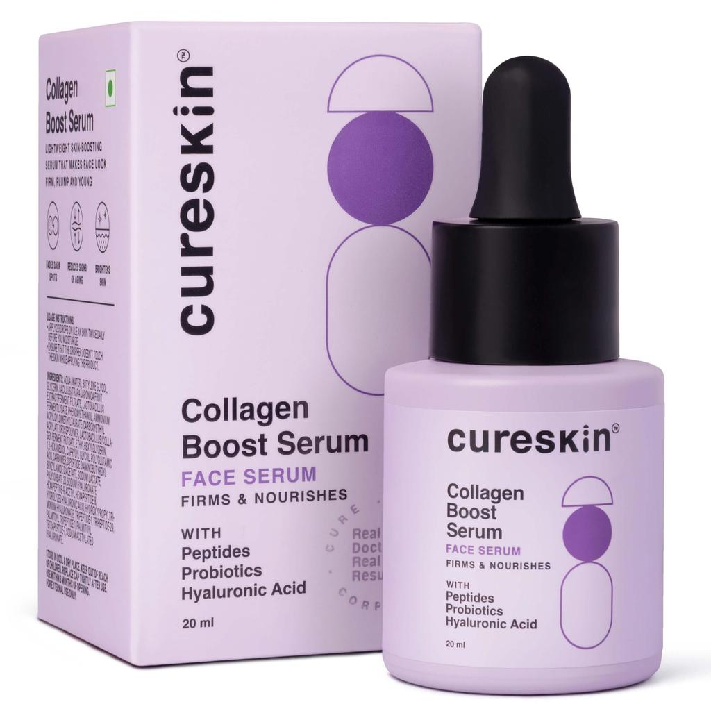 Cureskin Пептиды коллагена для женщин | Сыворотка с гиалуроновой кислотой для усиления коллагена | Придает объем и восстанавливает с помощью гиалуроновой кислоты, пептидов и пробиотиков