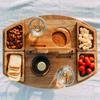 Tables Wooden Picnic Table With Glass Holder Round Foldable Desk Wine Glass Rack