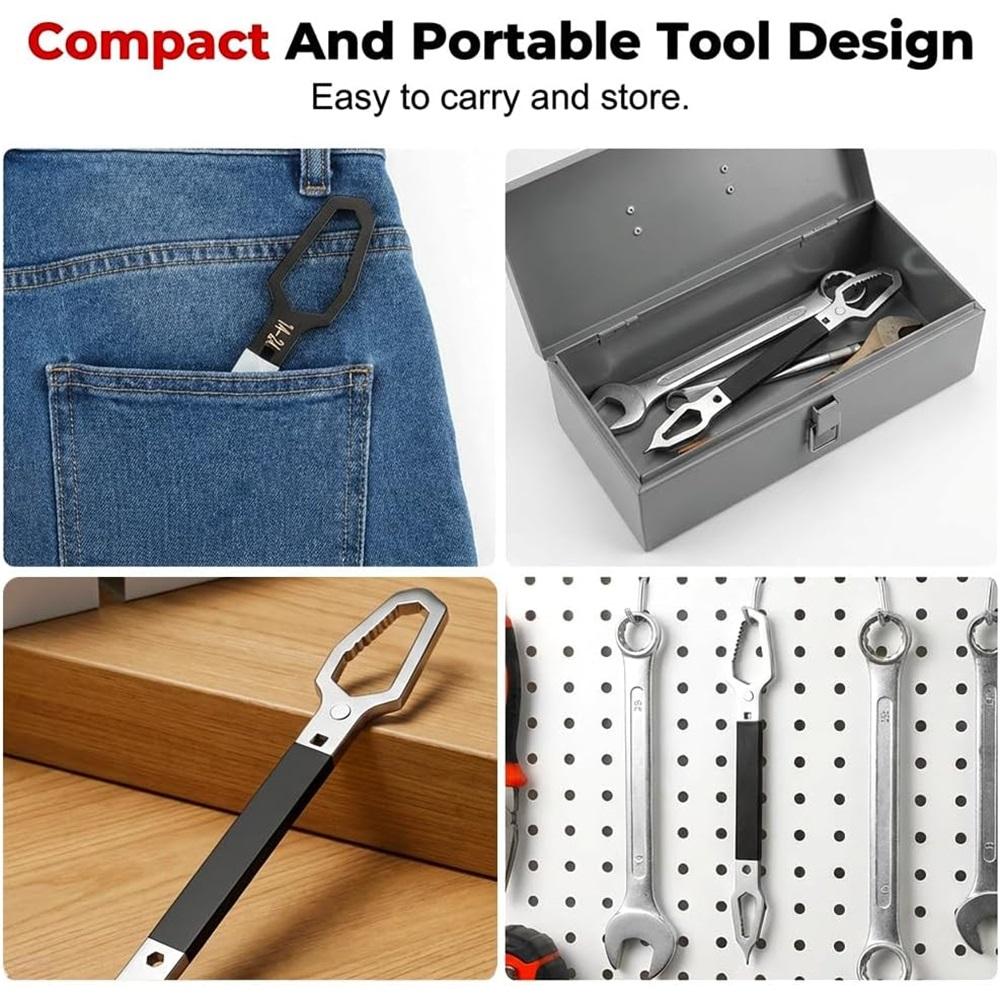 Double-headed wrench, self-adjusting universal wrench, double-ended design, multi-function self-tightening wrench