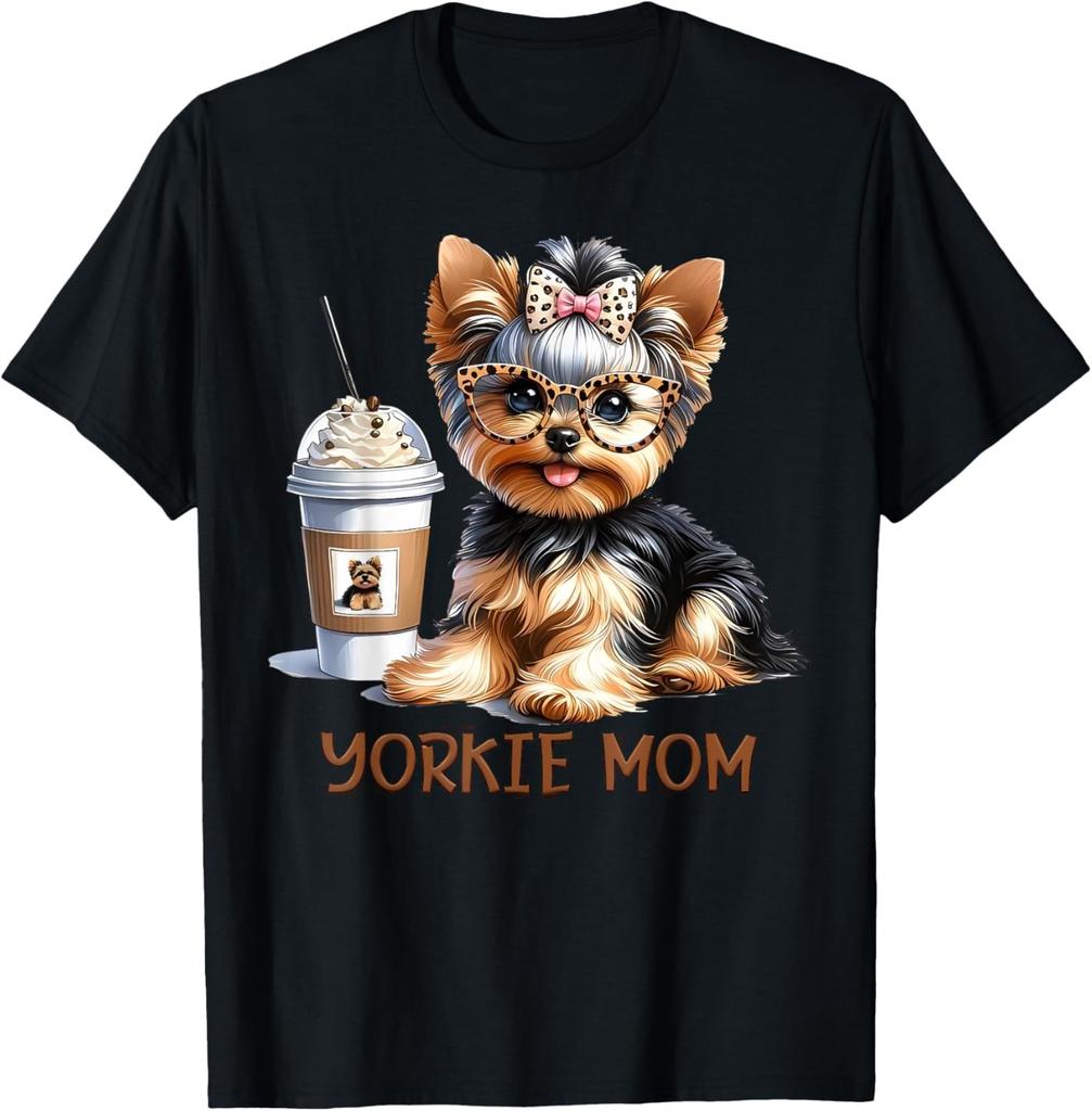 Cute Yorkie Mom Coffee Latte Iced Cream Yorkie T-Shirt