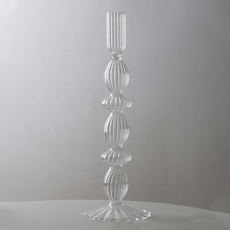 Полосатый многокольцевой подсвечник, водная стеклянная ваза, красочный прозрачный подсвечник