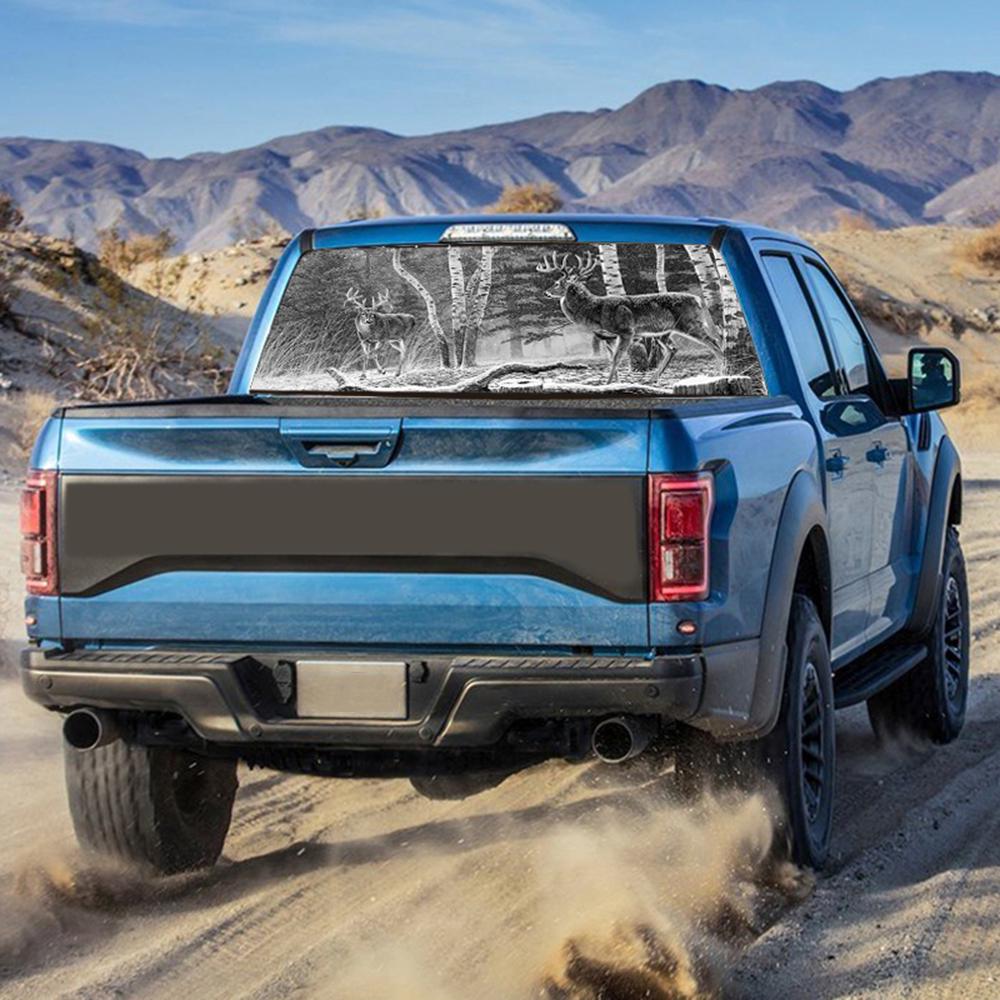 Car Sticker Deer Forest Rear Window Graphic Decal for Car Truck SUV 135*36cm