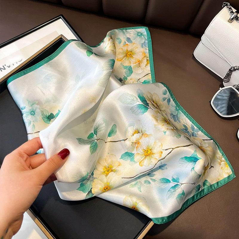 Новый 100% Натуральный Шарф из Натурального Шелка Женский Платок Бандана Квадратные Шарфы Палантин Косынка Тутовый Весенняя Мода Роскошный Высокое Качество Хиджаб