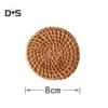 6Pcs/Set Drink Coasters Set Round Tableware Placemat Dish Mat Rattan Weave Pad