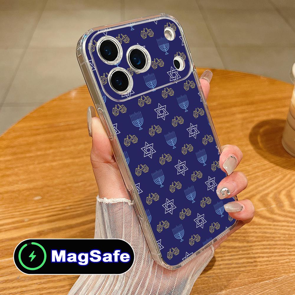 Еврейский чехол для телефона Ханука для iPhone 17 16 15 14 13 12 11 Air Pro Max Plus Mini Magsafe Прозрачный Цветной Чехол Роскошный