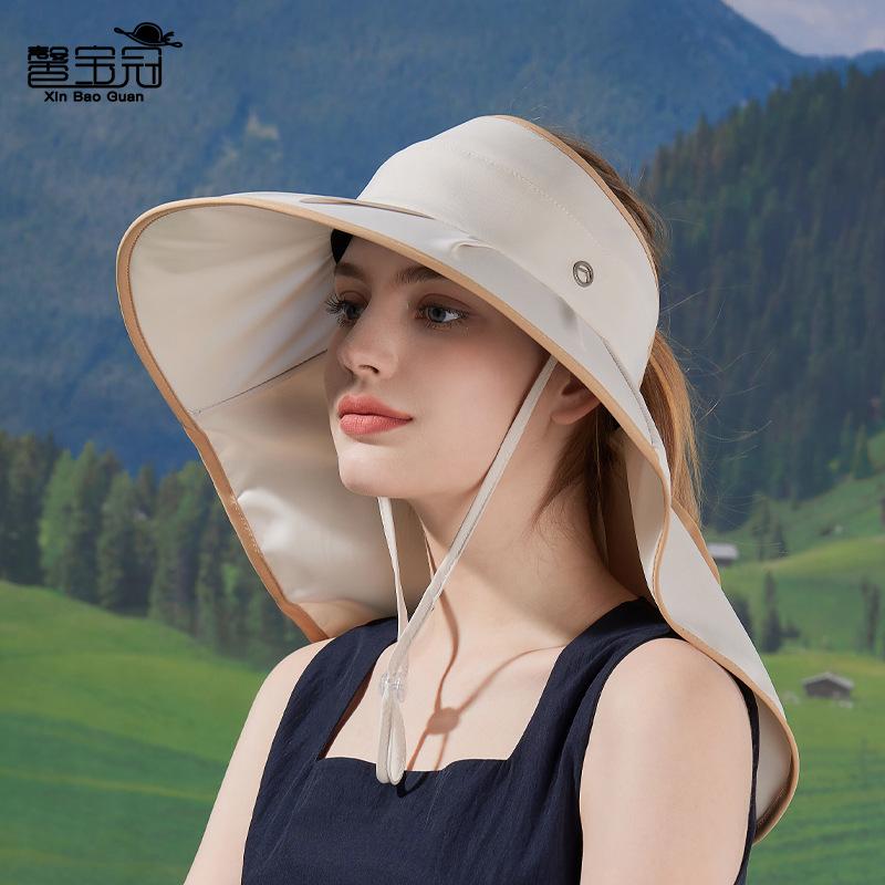 Летняя уличная шляпа от солнца с цветным клеем, с большими полями, шляпа с открытым верхом, для морского отдыха, шаль для защиты шеи от солнца, шляпа-ведро