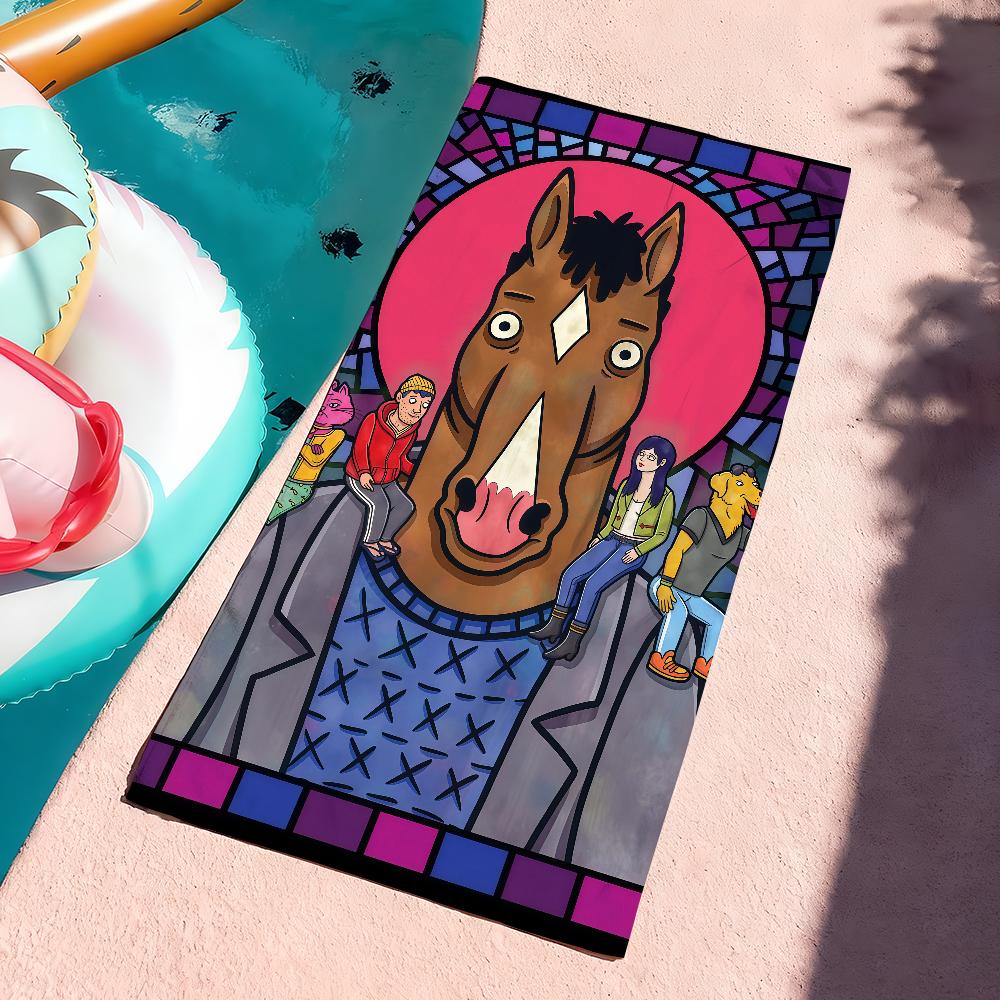 Забавное мультяшное полотенце B-BoJack H-Horseman для сушки после ванны, подходит для легкого плавания, кемпинга, йоги, пляжа
