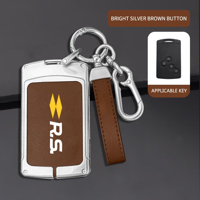 Zinc Alloy Leather Car Key Case Key Shell For Renault Duster Captur Clio Logan Megane 1 2 3 Koleos Scenic For Renault RS S444
