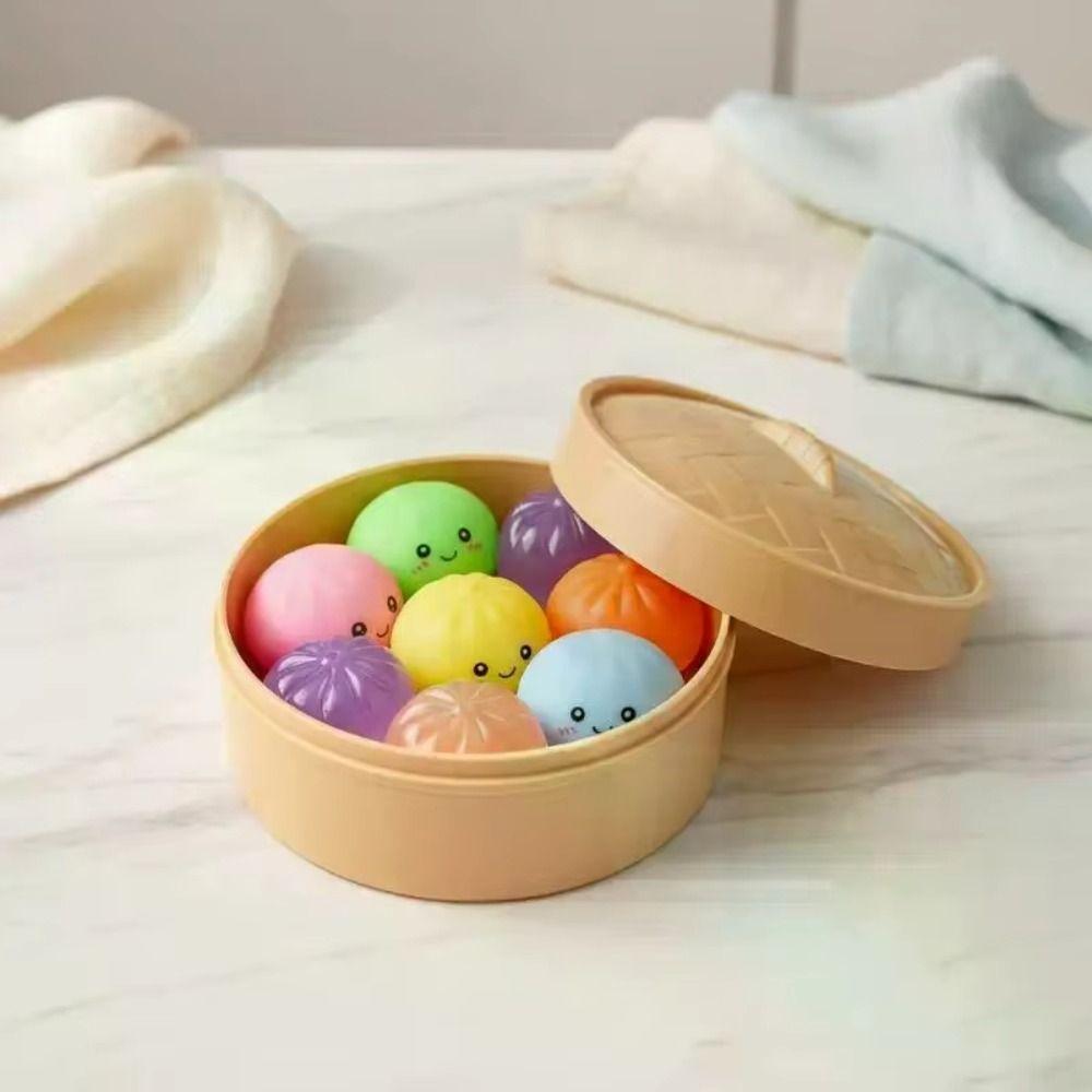 With Steamer Squishy Crystal Bun Soft Cute Fidget Sensory Toy Dumplings Squishy Party Favors