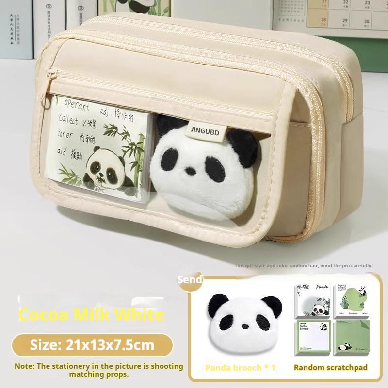 Пенал с пандой, большой вместимости, высокая эстетическая ценность, набор принадлежностей для студенток, сумка для канцелярских товаров для средней школы