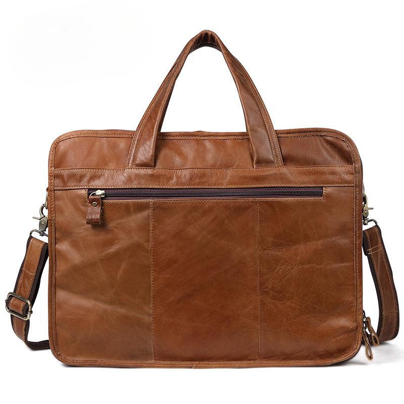 Casual Vintage Genuine Leather Men's Briefcase Business Handbag Crossbody Cowhide Men's Bag