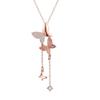 Shining Diva Fashion Stylish 18k Rose Gold Plated Crystal Butterfly Chain Pendant Chain for Girls