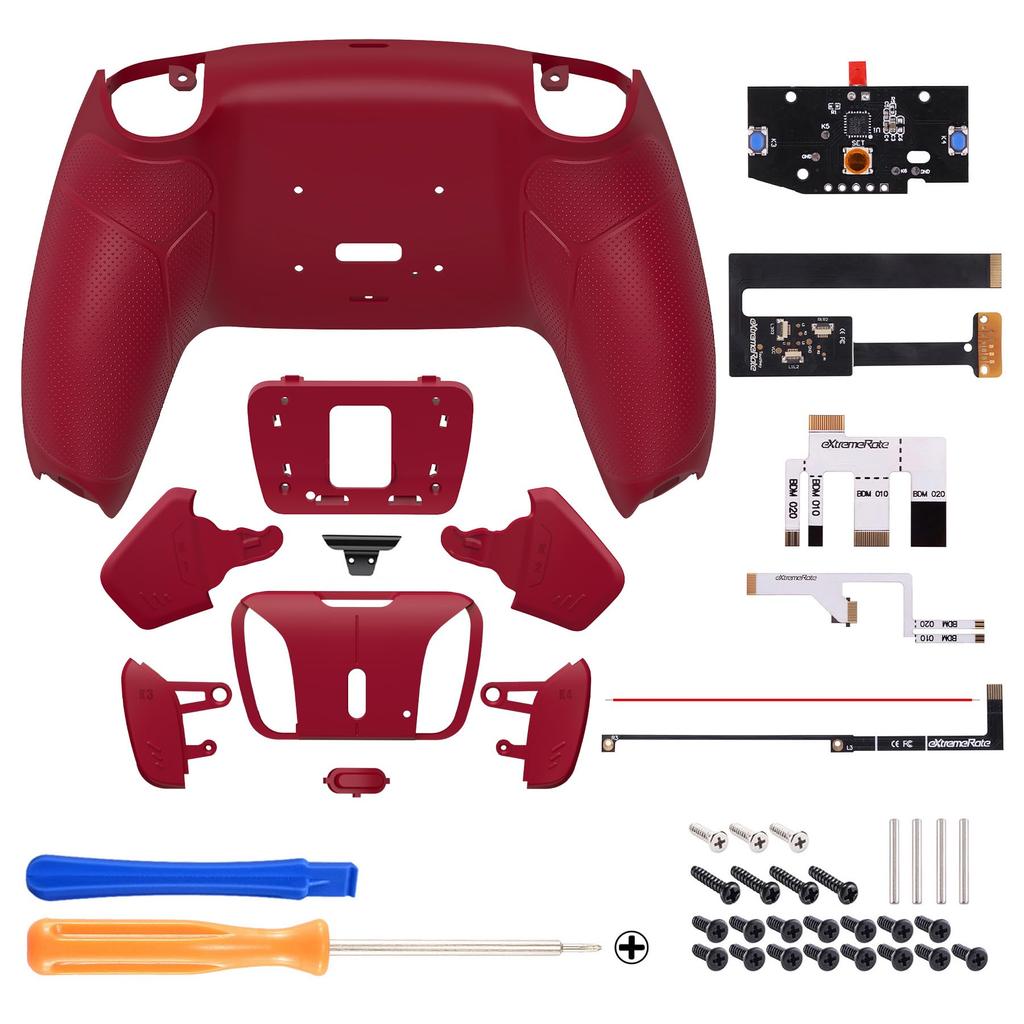 eXtremeRate Solid Color Plastic RISE4 Remap Kit with Programmable Back Paddle Rubber Grip for Compatible with PS5 Controller Compatible with PS5