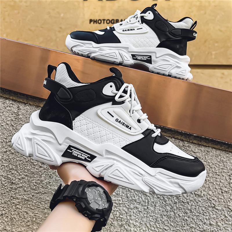 Autumn and winter new thick-soled leather dad shoes sports and leisure shoes