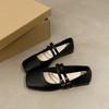 Retro Square Head Shallow Mouth Single Shoes Female Spring and Fall Temperament Fairy Soft Flat Bottom Mary Jane Shoes