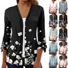 Женская модная свободная повседневная блузка на пуговицах с рукавами из семи частей и принтом, кардиган, топ