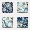 Домашний декор Синий цветочный и птичий узор Декоративная наволочка с узором Подходит для дивана Спальни Автомобиля Наволочка