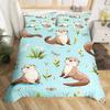 Cute Cartoon Animal Print Comforter Cover Sets Sea Otter Duvet Cover Set Ocean Creature Otter Toddler Soft Polyester Bedding Set