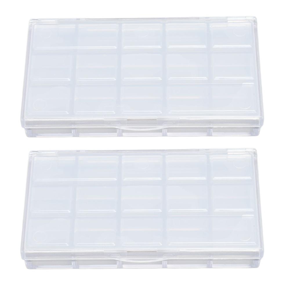 2PCS Transparent Paint Box 15 Grids Art Pigment Container Daily Art Class Arrangement