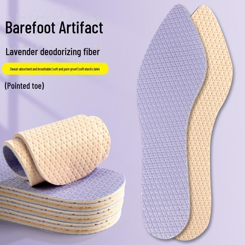 Дезодорирующие стельки Barefoot Lavender: Воздухопроницаемый, впитывающий пот, антибактериальный, комфортный для спорта и отдыха