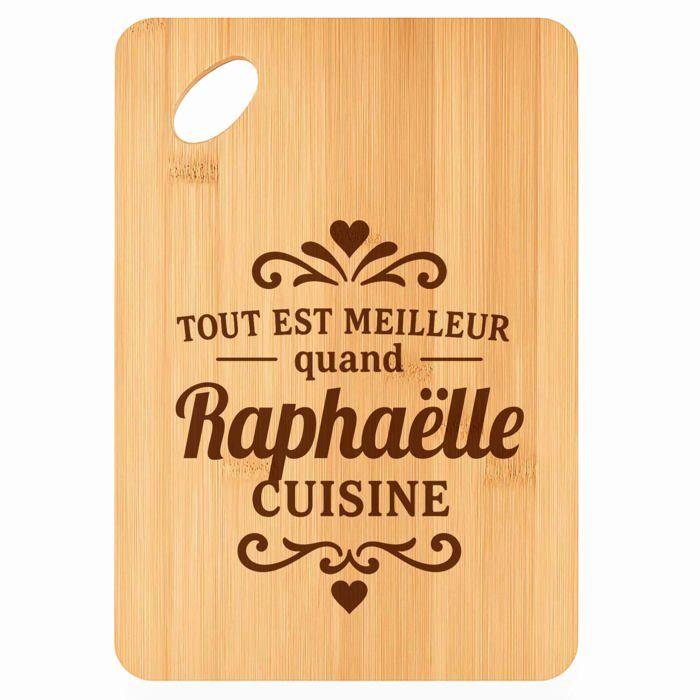Planche à découper - PLANETEE - Meilleur quand Raphaëlle Cuisine - Bambou - 30 x 20 x 1 cm - Gravé, trou d'accroche