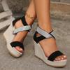 Sandalias De Mujer Verano 2024 Cross Strap Thick Bottom Waterproof Platform Slope Heel Open Toe Sandals Casual Fish Mouth Shoes