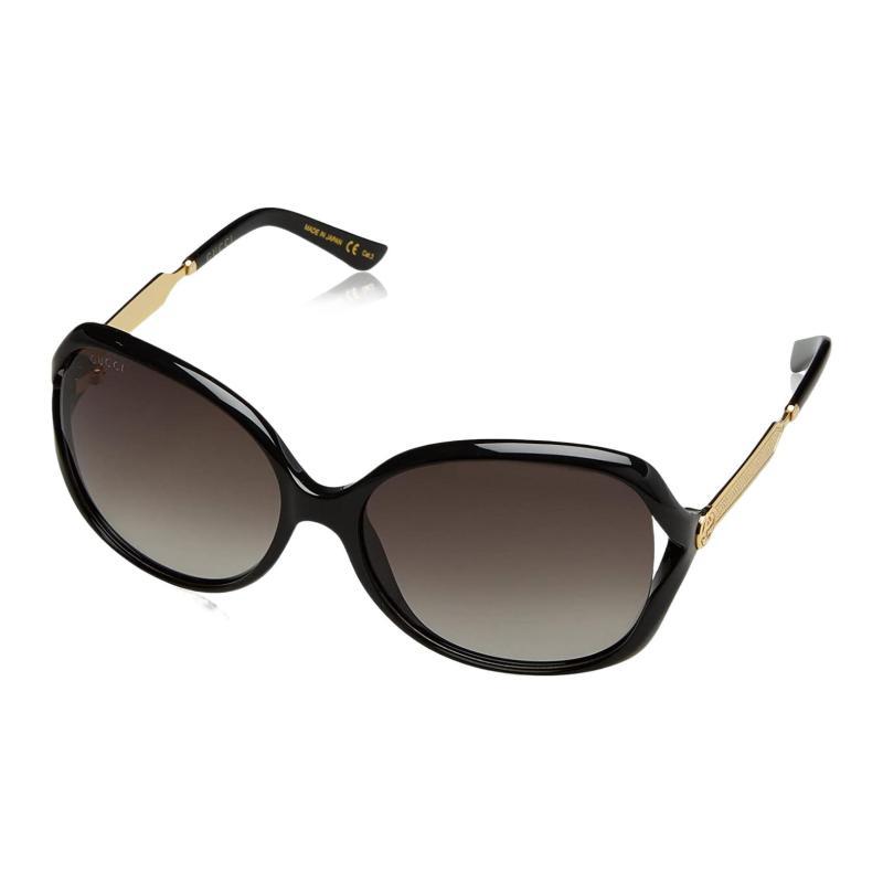 Gucci Trendy Minimalist Rectangular Plate Sunglasses Unisex Couple Black Style