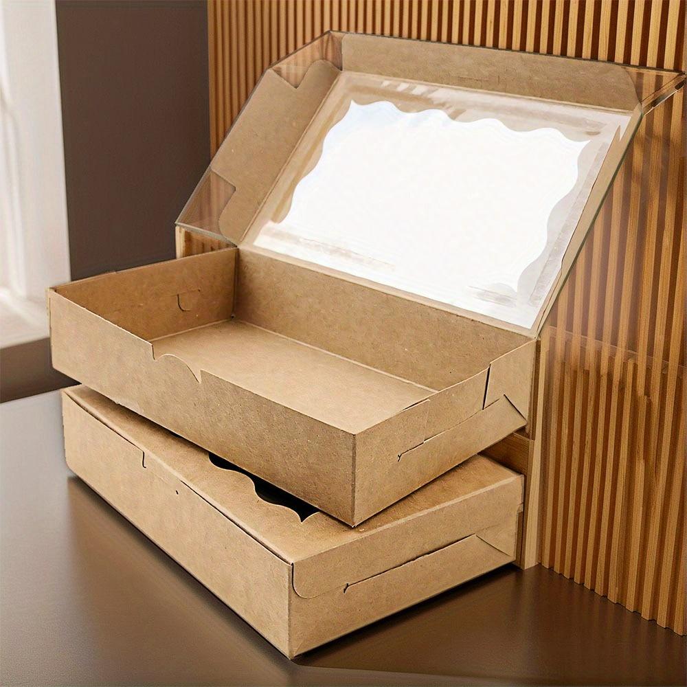 20pcs Gift Box Wirh Clear Window Treat Boxes Cookie Box Kraft Paper Gift Box Container for Dessert Pastry Candy Packaging Wedding Party Birthday