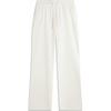 Comfortable Simple Solid Color Lace-Up Straight Leg Breathable Casual Pants Women Bottoms Off-White AKLU686-1