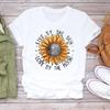 (Asian Size) Flower Watercolor Lovely Women Print Tee Top Clothing Casual Short Sleeve Lady Fashion Tshirt Female Graphic T-shirt