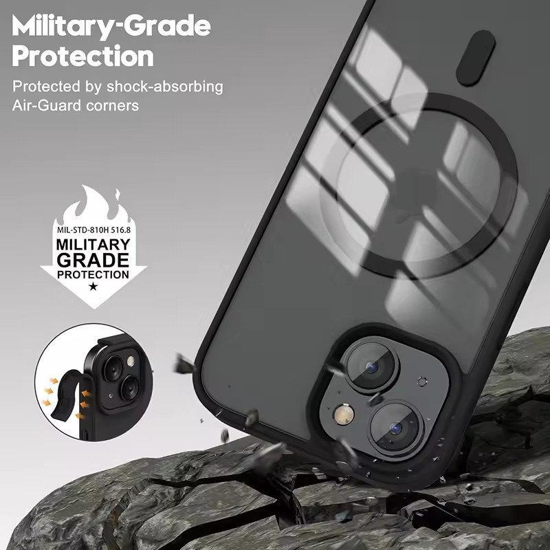 Роскошный прочный магнитный чехол Magsafe Hard Case для iPhone 16 15 14 13 12 11 Pro Max Plus прозрачный матовый тонкий противоударный чехол