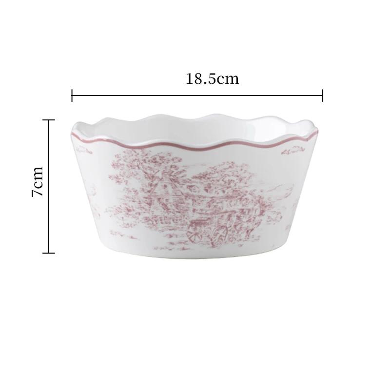 Высококачественные керамические тарелки во французском стиле, модные рельефные фиолетовые обеденные тарелки, бытовые суповые миски, миска для лапши рамен, посуда, столовые приборы