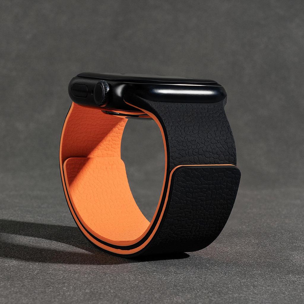 Силиконовый ремешок для Apple Watch Series S7-S11, Новый SE, с узором личи - Магнитная застежка, Спортивный и удобный