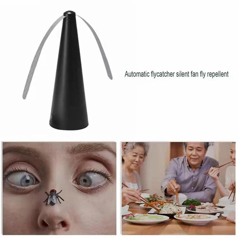Fan Fly Repeller for Outdoor Table Meal Food Portable Desktop Anti fly Repellent Fan with Blades Automatic Silent