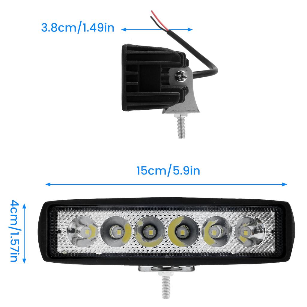 12V Car LED Light Bar 18W 6000K Super Bright Car LED Work Light IP67 Waterproof Flood Spot Light White Off Road Head Lights 2025