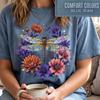 Dragonfly Nature T-Shirt, Dandelion T-Shirt. Cottagecore Garden Flowers, Comfort Colors® Dragonfly Shirt, Botanical Insect Shirt