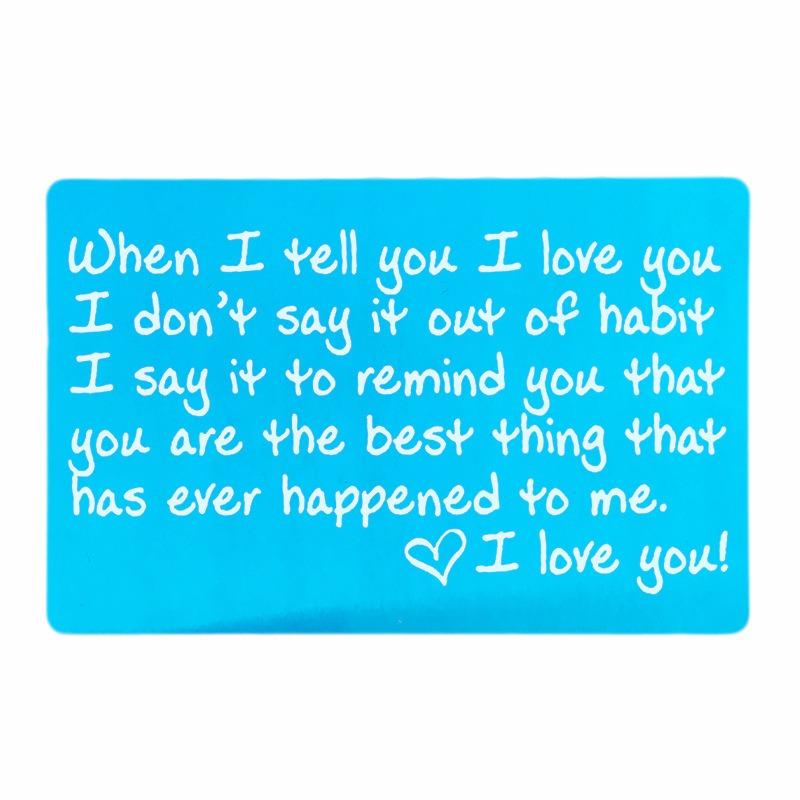 Engraved I Love You Wallet Card - Wallet Insert -Groom Gift Husband Gift Anniversary Gift