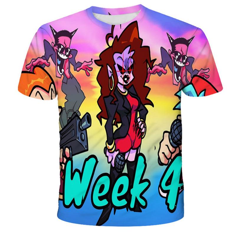 Футболки Fridany Night Funkin для мальчиков и девочек, летняя футболка с героями мультфильмов, детская одежда, повседневные топы с короткими рукавами, футболки, детские футболки