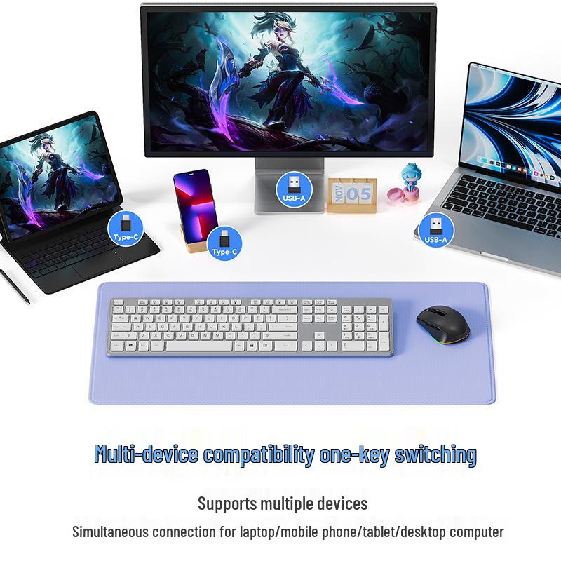 Беспроводная RGB-мышь M106 USB-C, двухрежимная и перезаряжаемая, для настольного компьютера, ноутбука и планшета