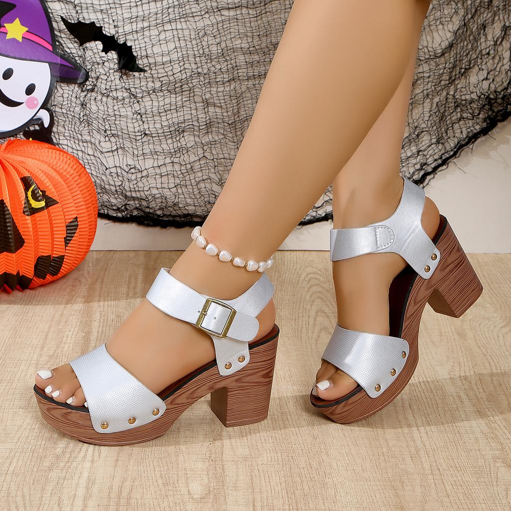 Летние женские босоножки на высоком квадратном каблуке и платформе из флока, повседневные туфли-лодочки с заклепками, с открытым носком, женские элегантные туфли Zapatos De