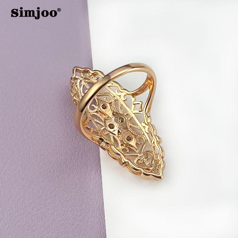 SIMJOO Кольцо из розового золота с модным дизайном и геометрическим цирконием
