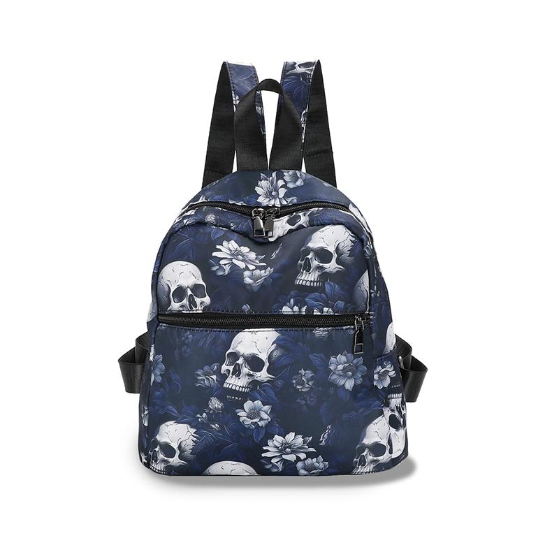 Ghost Skull Print Backpack Computer Laptop Shoulder Bag Halloween Oxford School Bag for Women GirlsTravel Daypack KTY