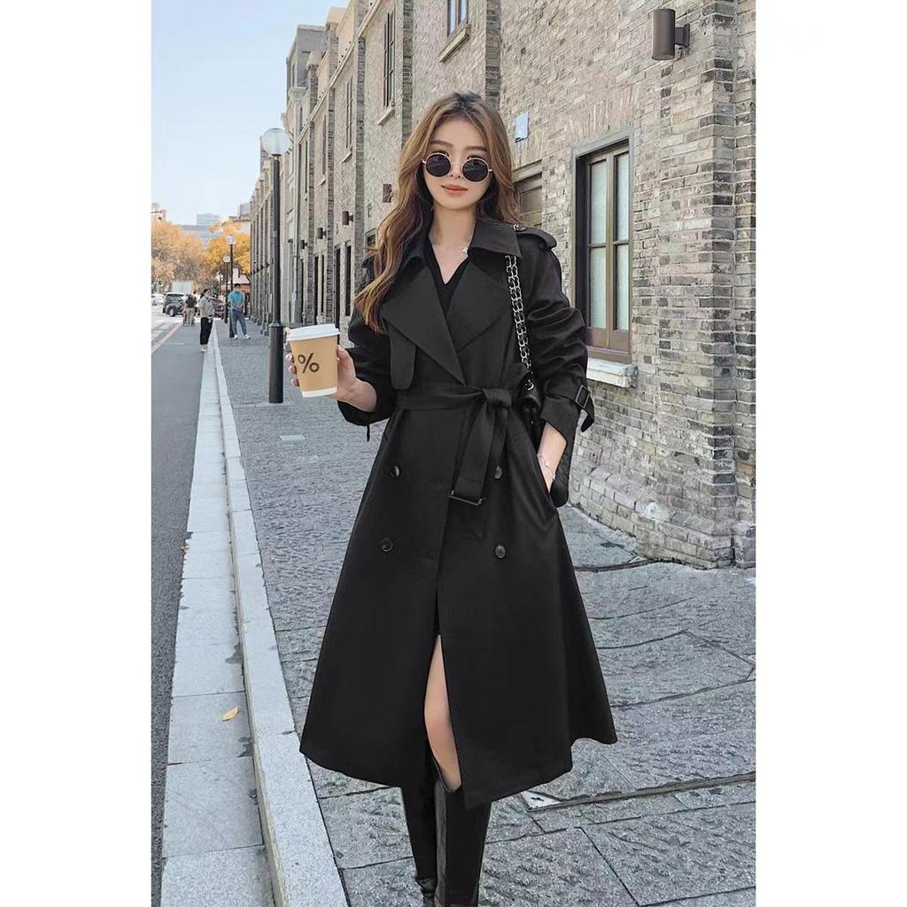 Long Trench Coat for Women with British Style and Fashionable Clothes