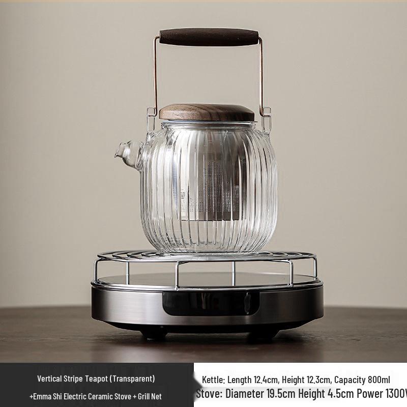 Стеклянный чайник и набор для заваривания для индукционной плиты: Белый горшок для варки, приготовления на пару и заваривания полезного чая дома